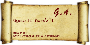 Gyeszli Aurél névjegykártya
